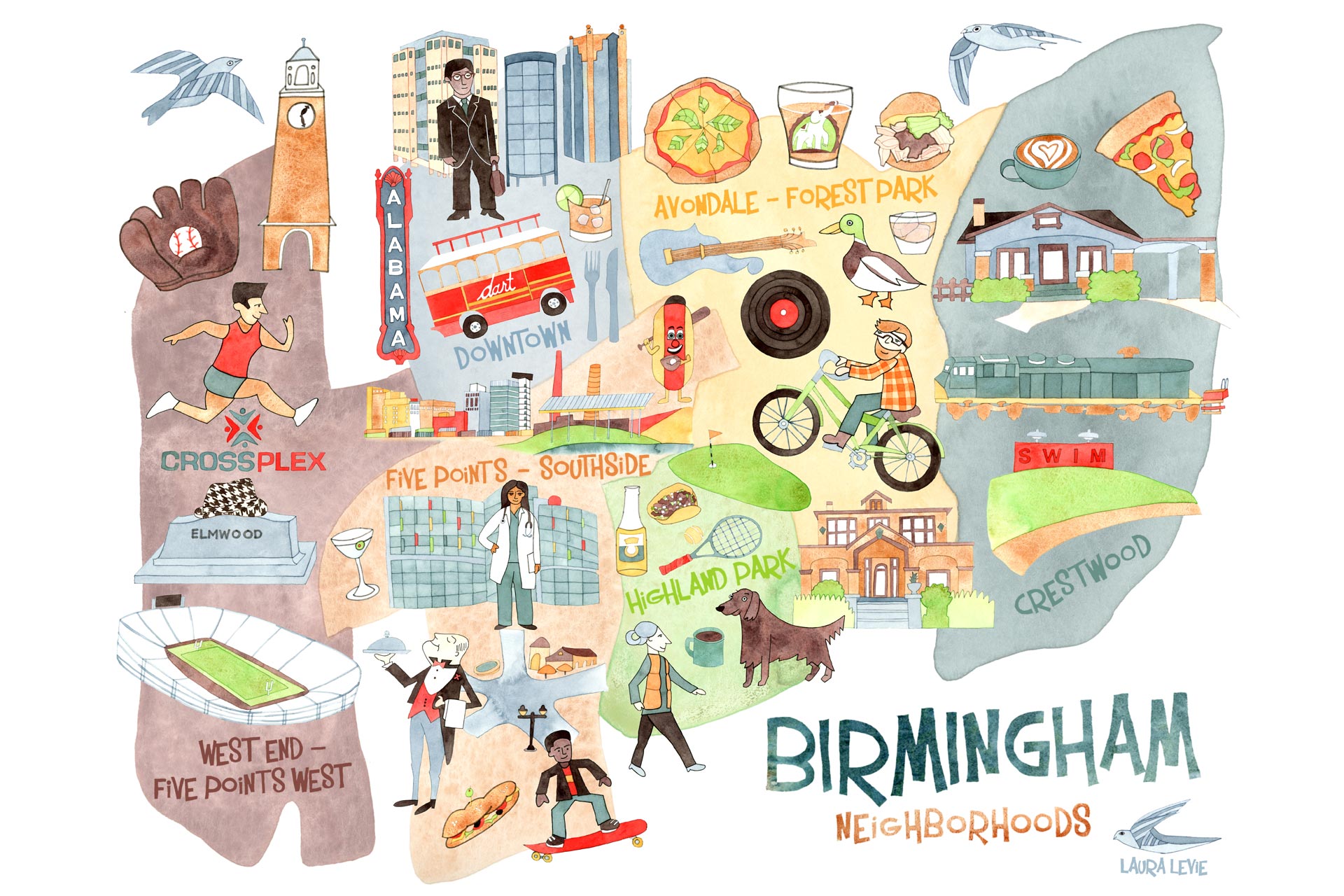 Book of Illustrated Maps celebrating the Birmingham area by Laura Levie